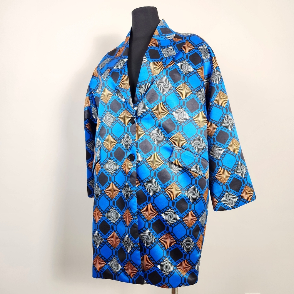 EMMA & GAIA geometric print satin coat